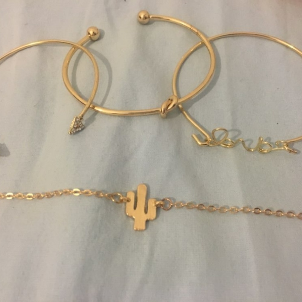 LAST SET!!! GOLD Tone 4 Set Boho Cactus Love Knot - Picture 4 of 7